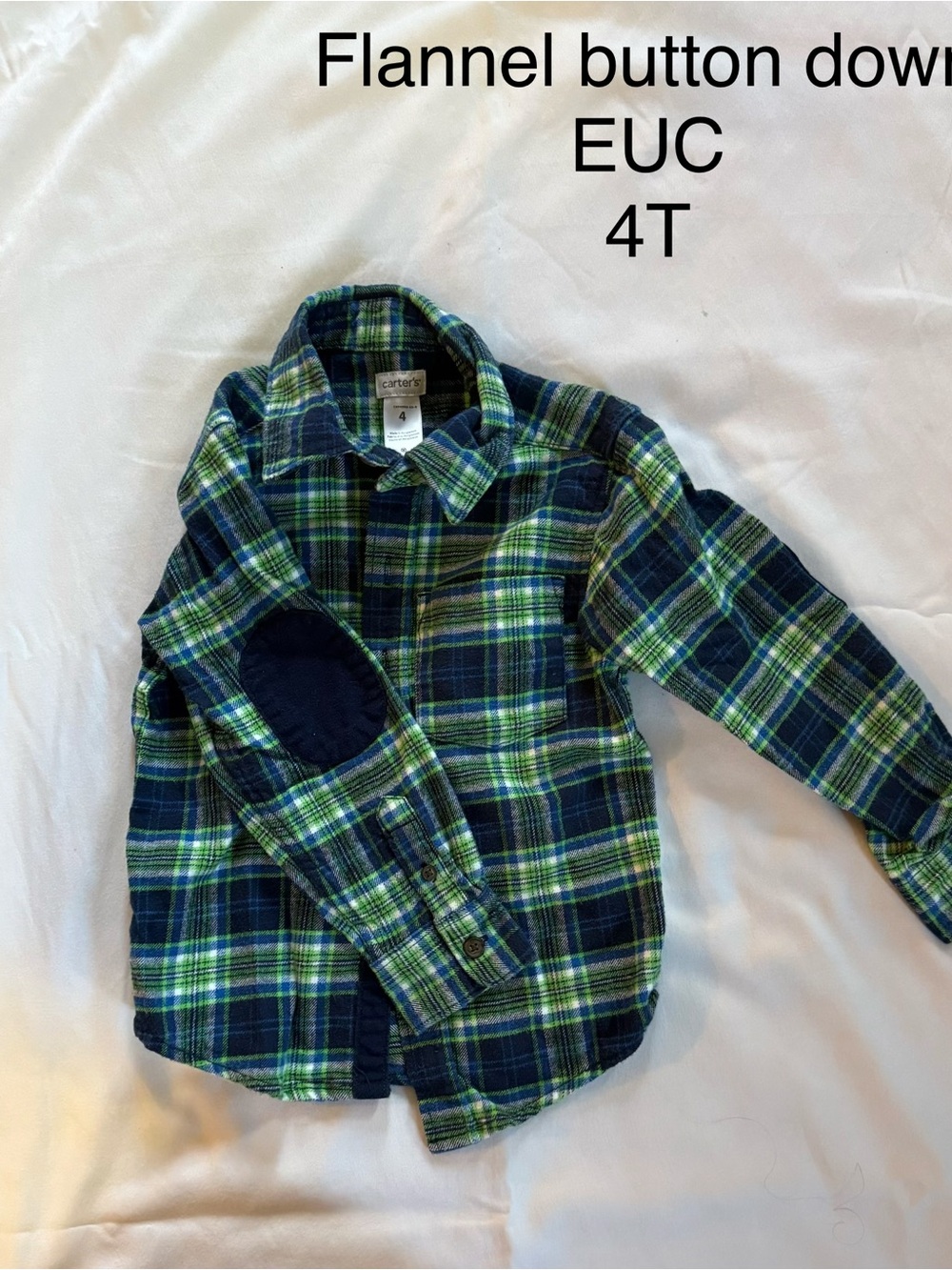 Carter's Blue & Green Plaid Flannel Button-Down Shirt
